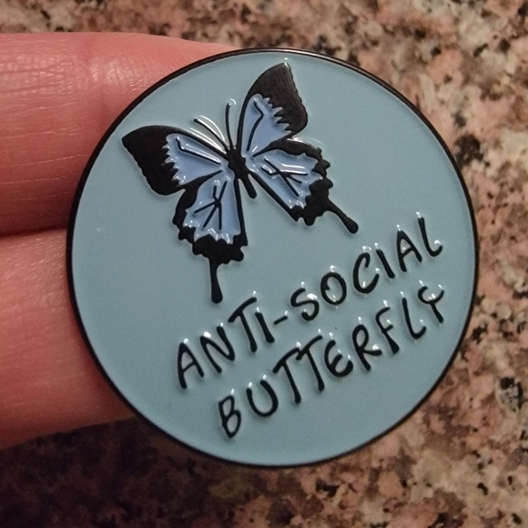 *2 for $13* Anti Social Butterfly Introvert Enamel Pin - Picture 2 of 3